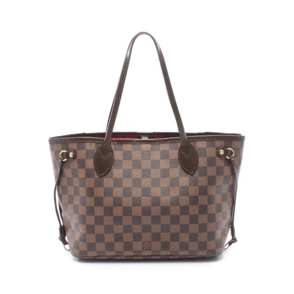 Louis Vuitton Neverfull Tote Bag Canvas Leather Damier Brown